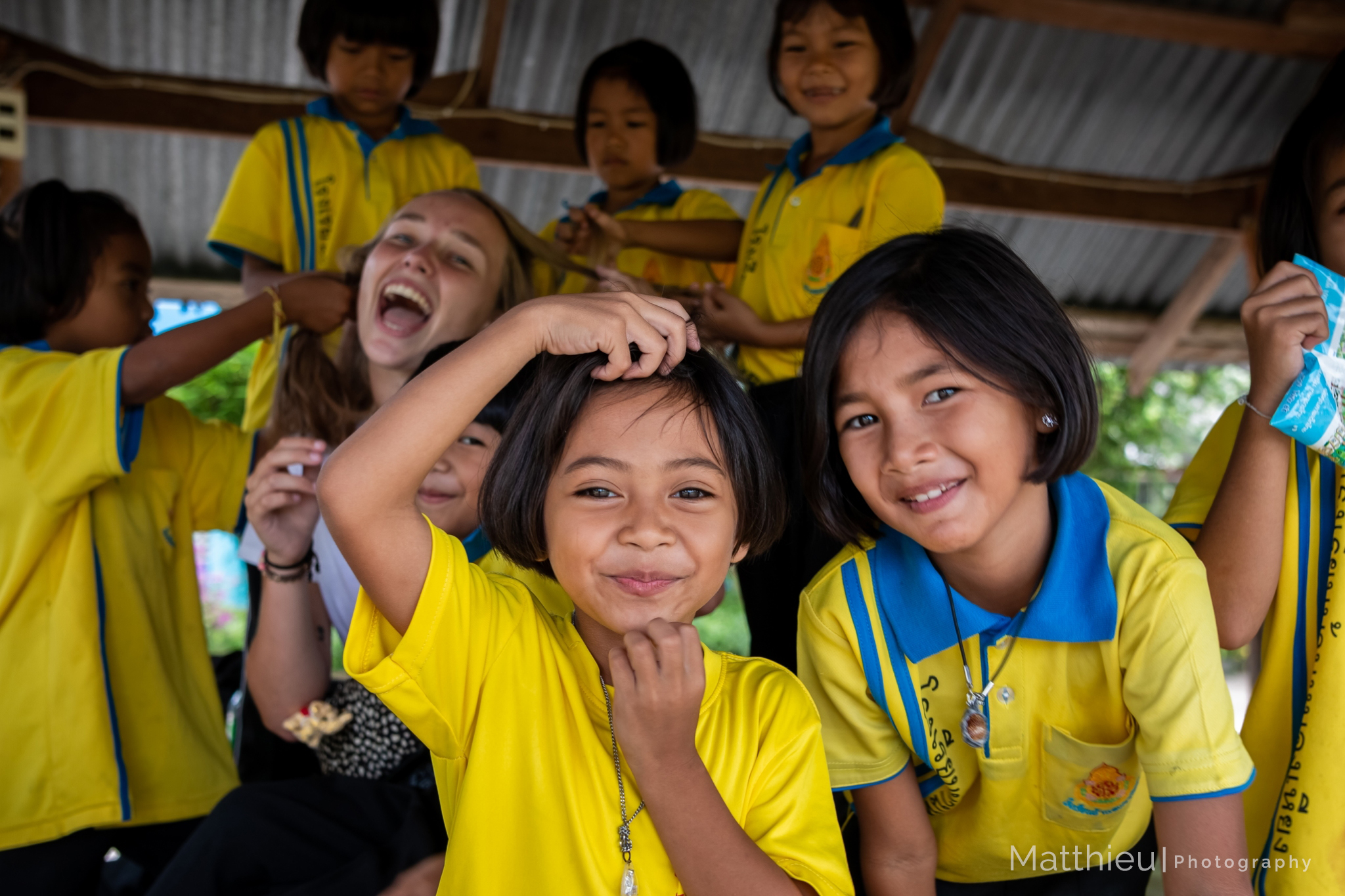 Participant and students during break time