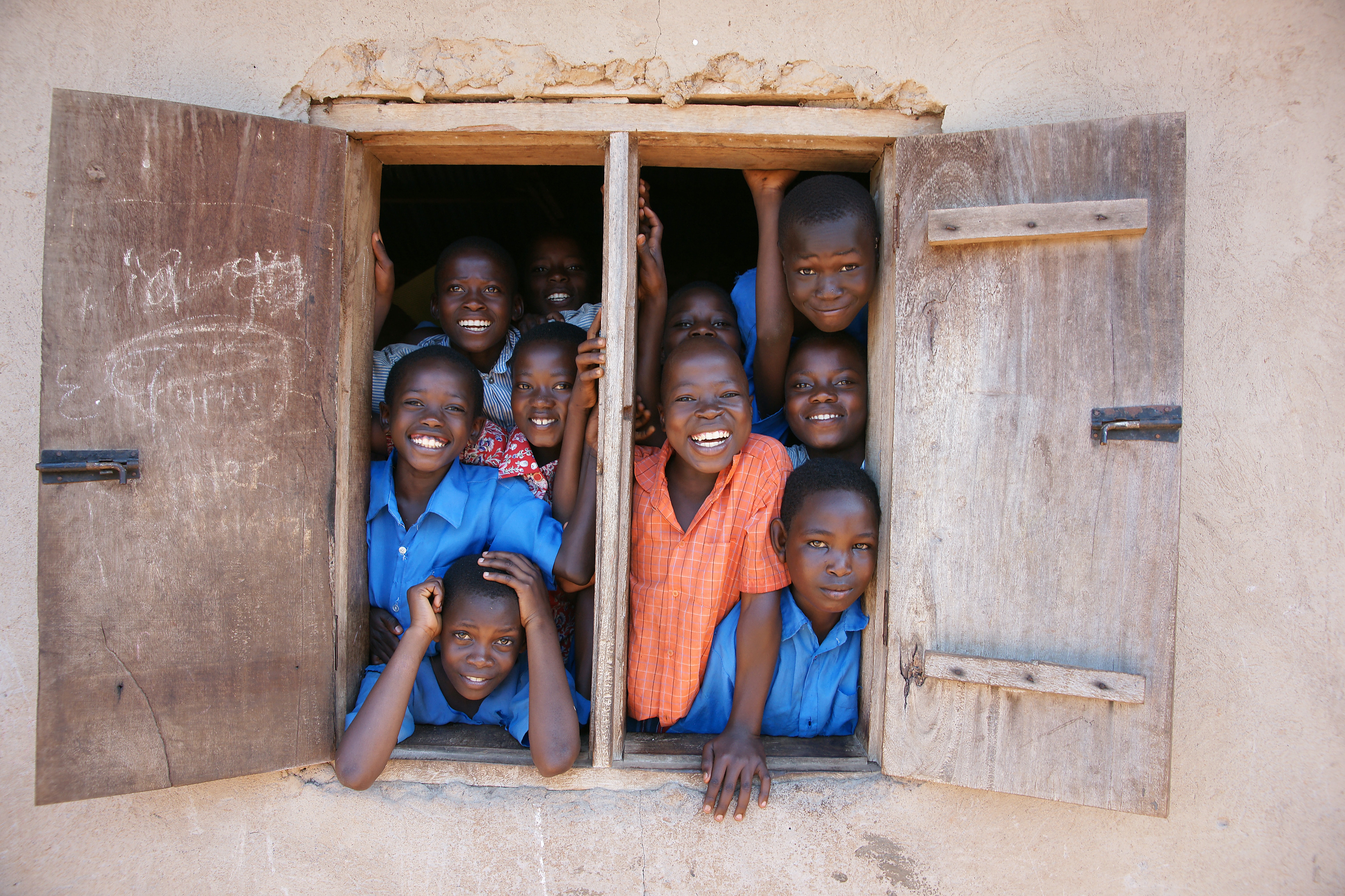 Students from a local school enjoying a photo moment