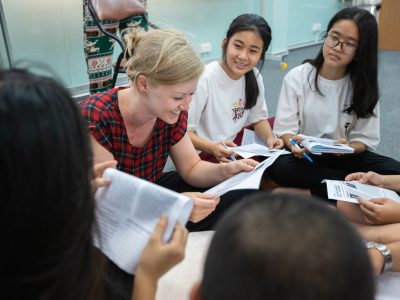 _Discussing with local students