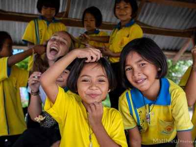 Participant and students during break time