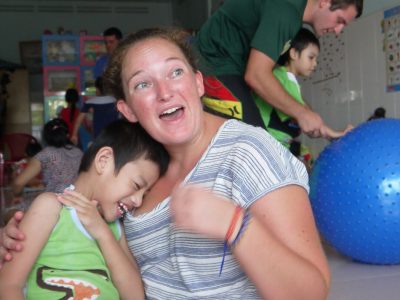 Participant playing with a child